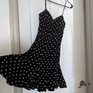 Vintage! 90's Roberta London Pleated Polka Dot Mini Dress Size 5/6